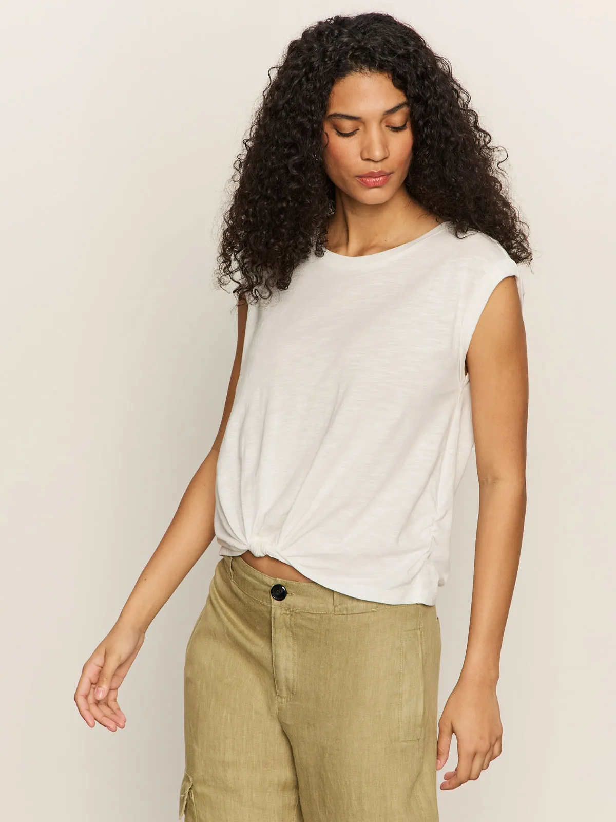 Smart Wear Organic Cotton Knotted Muscle Tee White