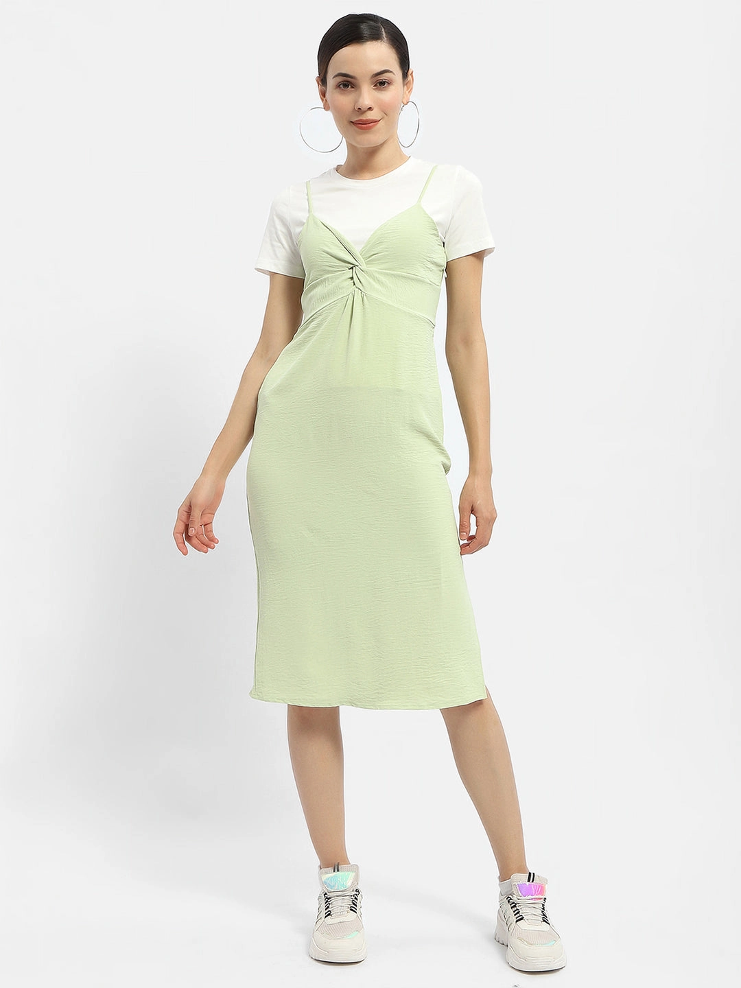 Madame Knotted Pastel Green Midi Dress Urban Line