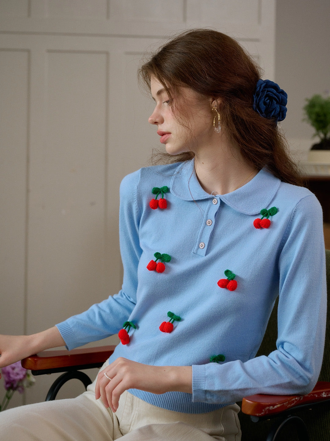 ??Final Sale??Daniela Customized Jacquard Pullover Sweater Crew Neckline Minimal Fashion