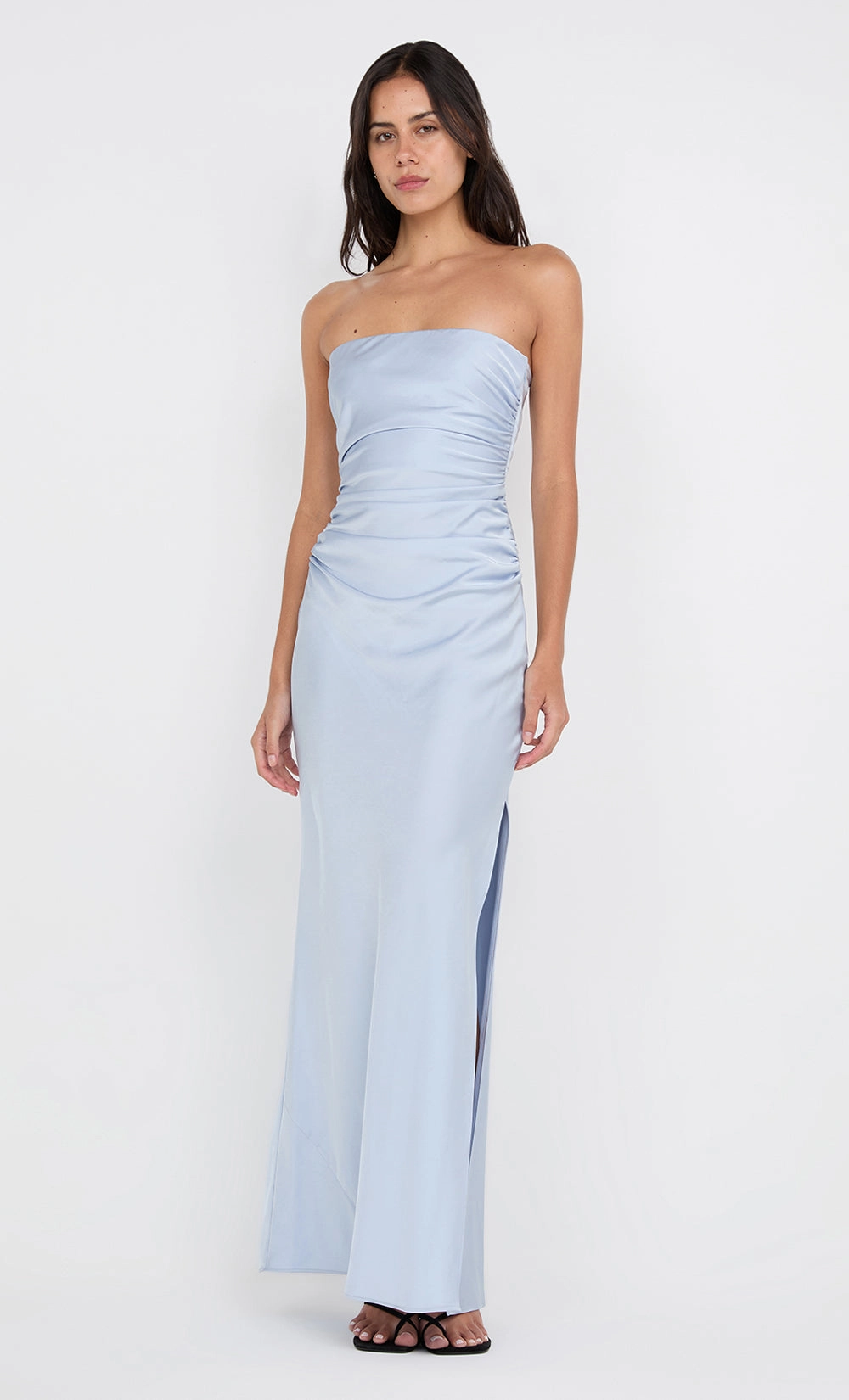 Understated Glam Summer Soft ETERNITY STRAPLESS MAXI DRESS - DUSTY BLUE