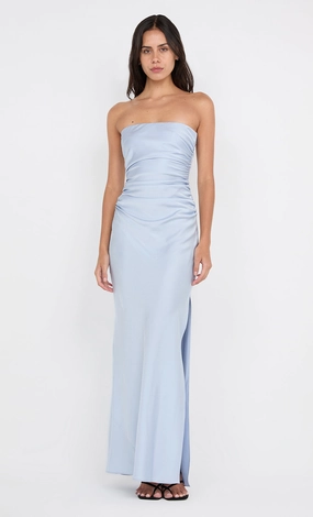 Lawn Soft ETERNITY STRAPLESS MAXI DRESS - DUSTY BLUE