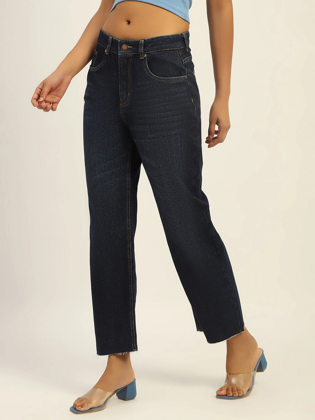 Madame Blue Loose Fit Cotton Jeans Always Ready Active Comfort