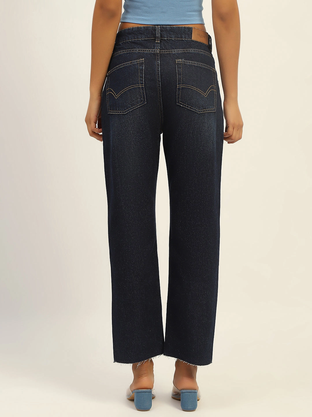 Madame Blue Loose Fit Cotton Jeans Neutral Casual