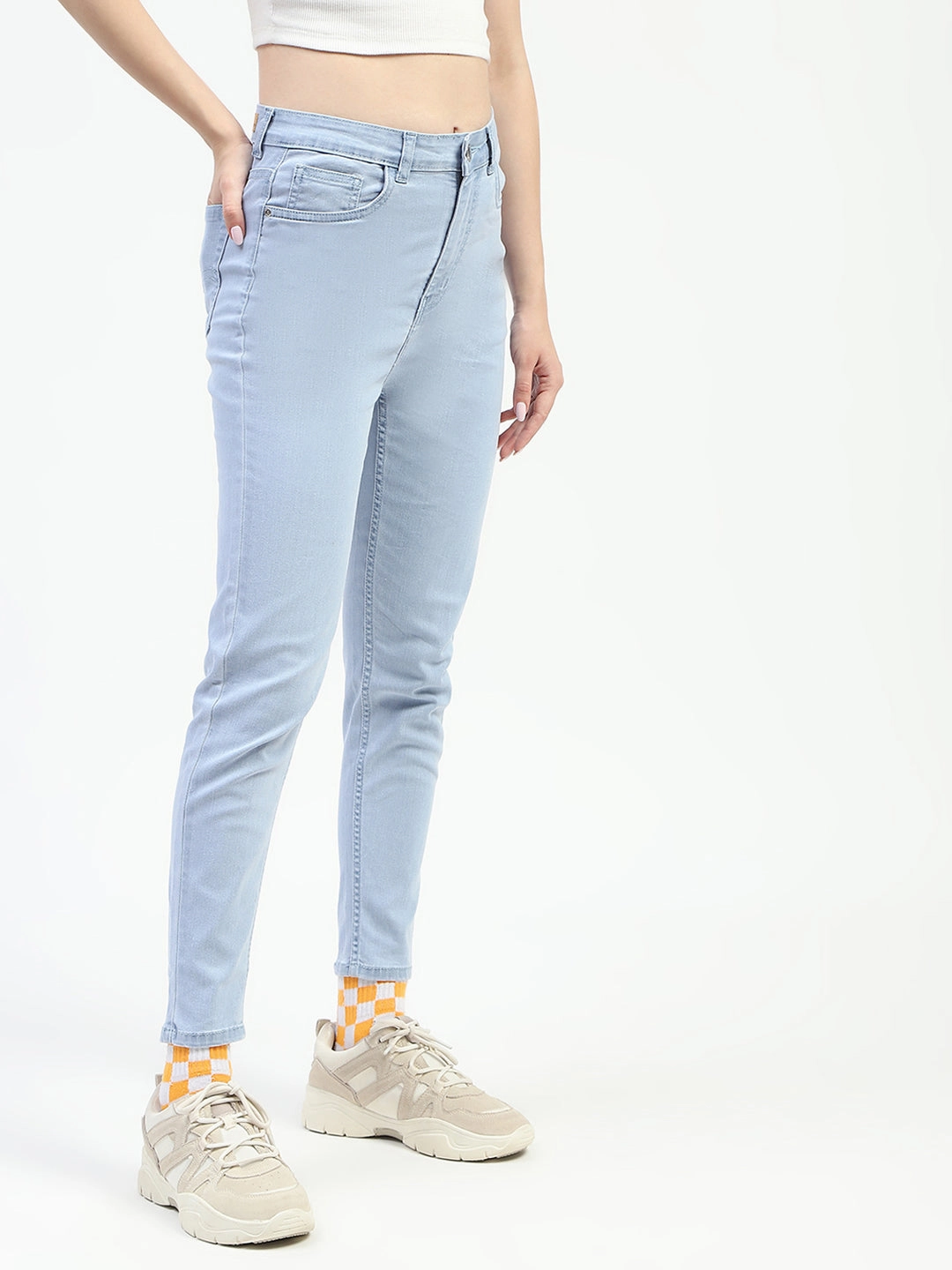 Daily Casual Madame Ice Blue Skinny Fit Cotton Denim Jeans