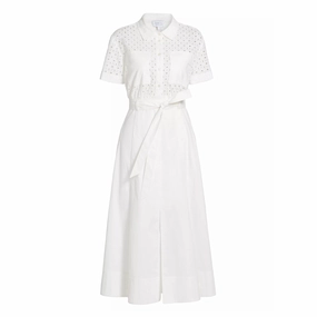 Silk-Blend White Camille Dress