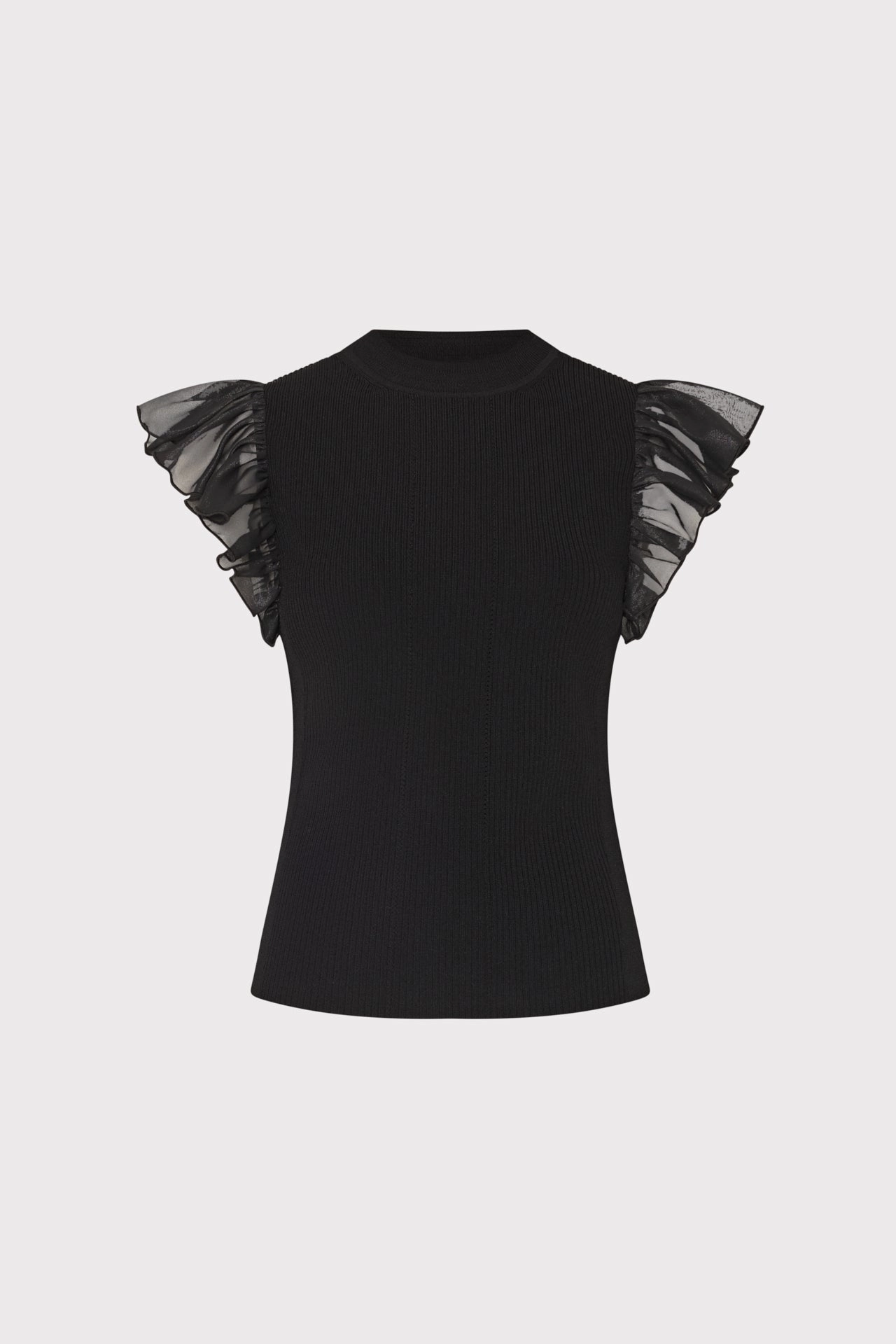 Organic Cotton Chiffon Flutter Sleeve Knit Top