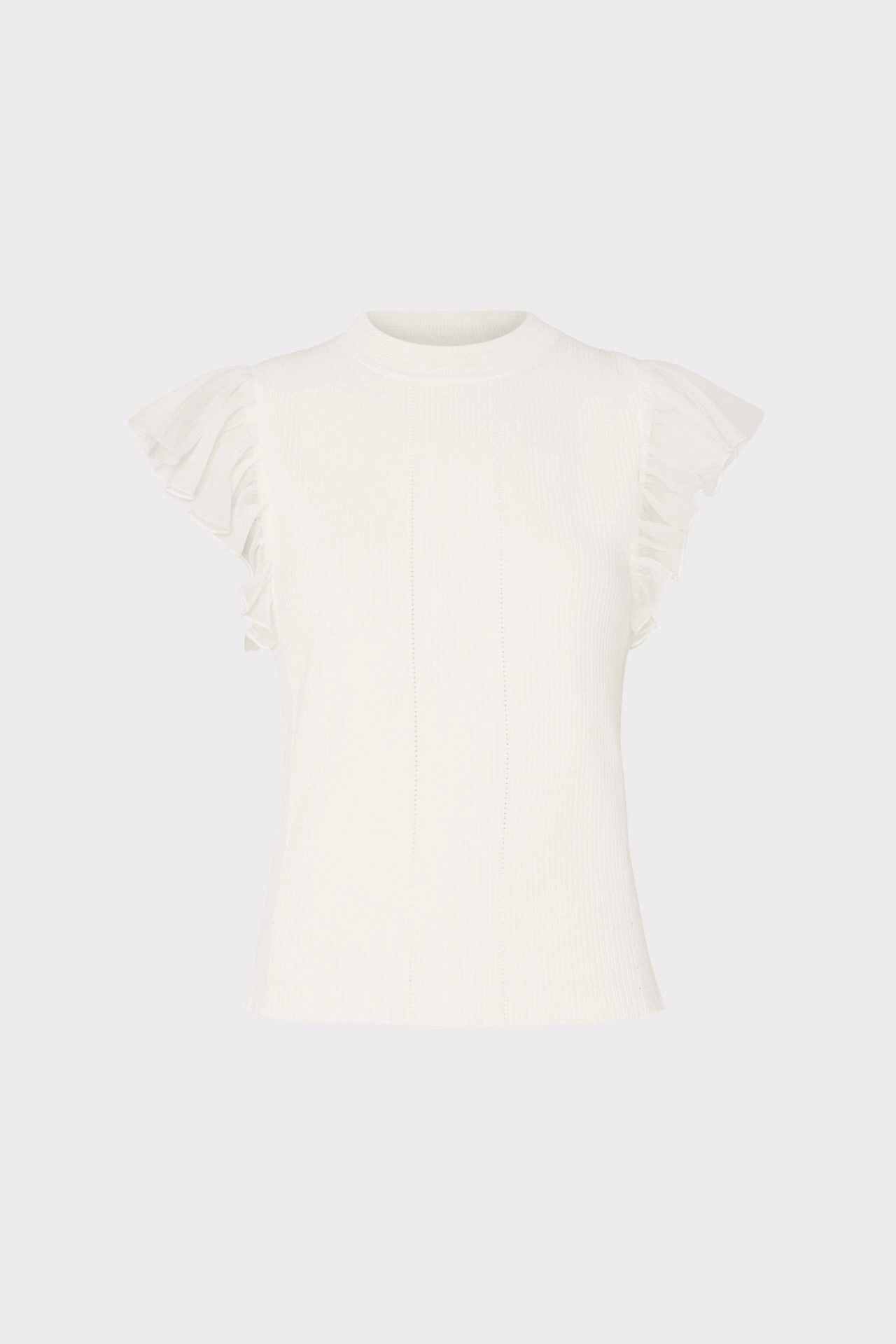 Chiffon Flutter Sleeve Knit Top Seam Free
