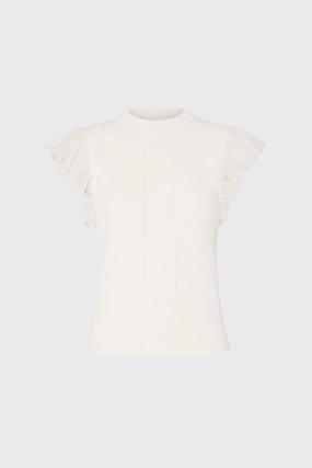 Chiffon Flutter Sleeve Knit Top No Fuss Crisp Texture