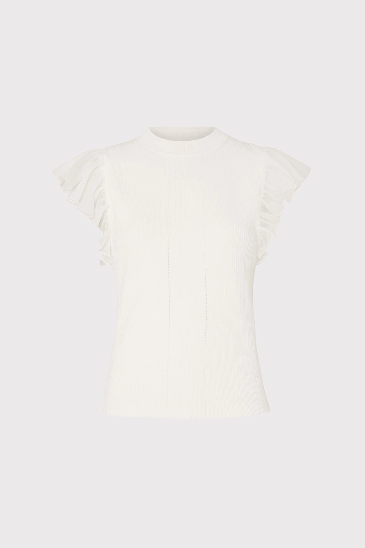 Chiffon Flutter Sleeve Knit Top Temperature Regulating