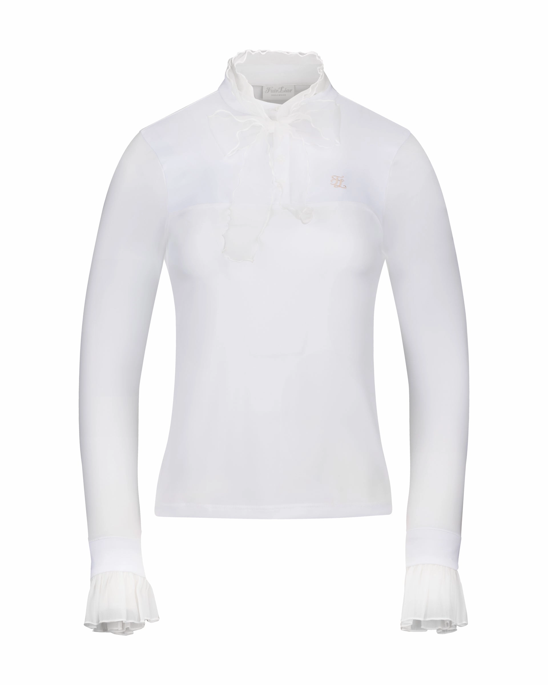 AdjustableHem Printed top Chiffon Ribbon Windproof Inner T-Shirt - White