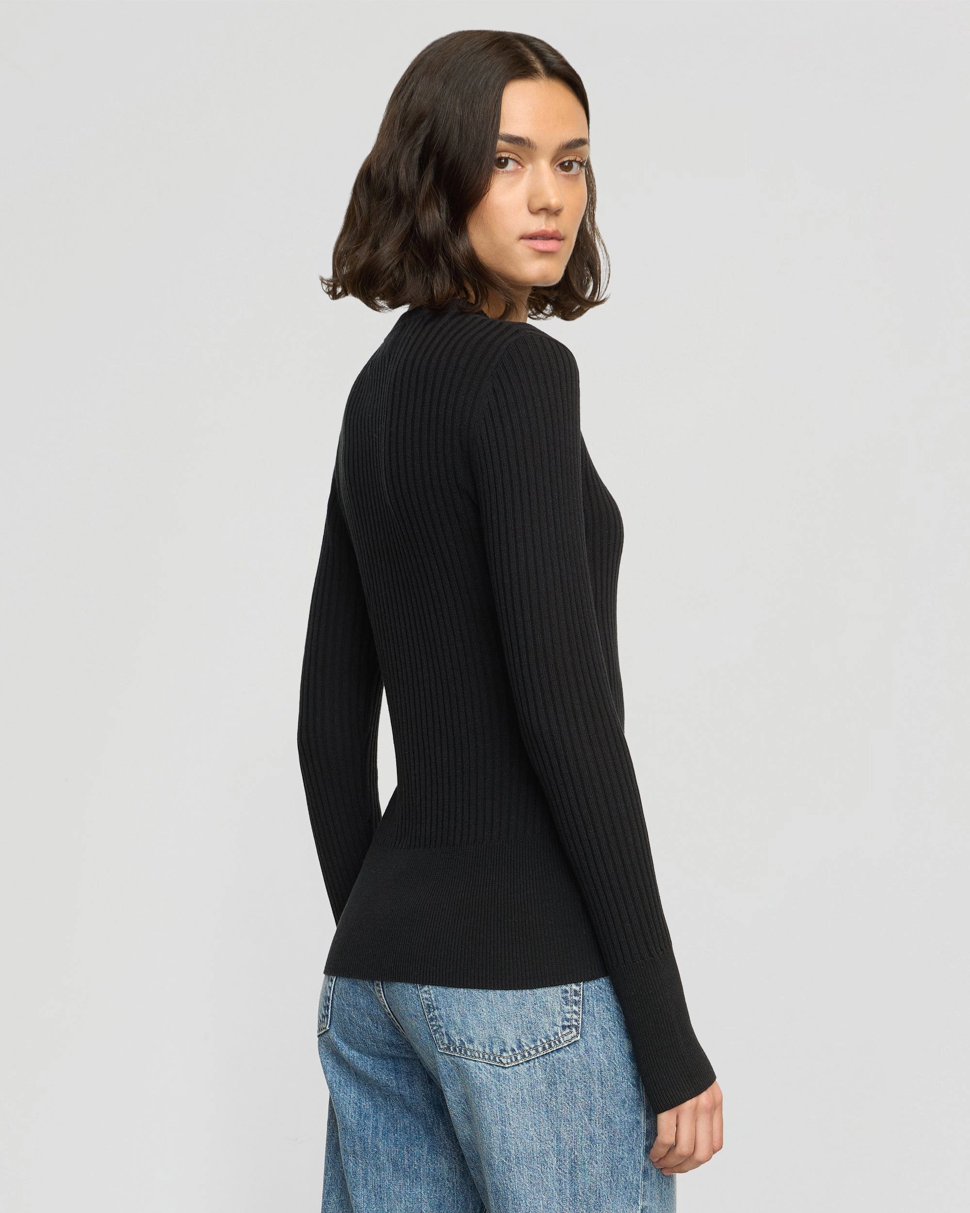 Comfortable Layer Kayla Ribbed Two-Way Zip Sweater