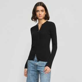 Kayla Ribbed Two-Way Zip Sweater Casual Chic Knit