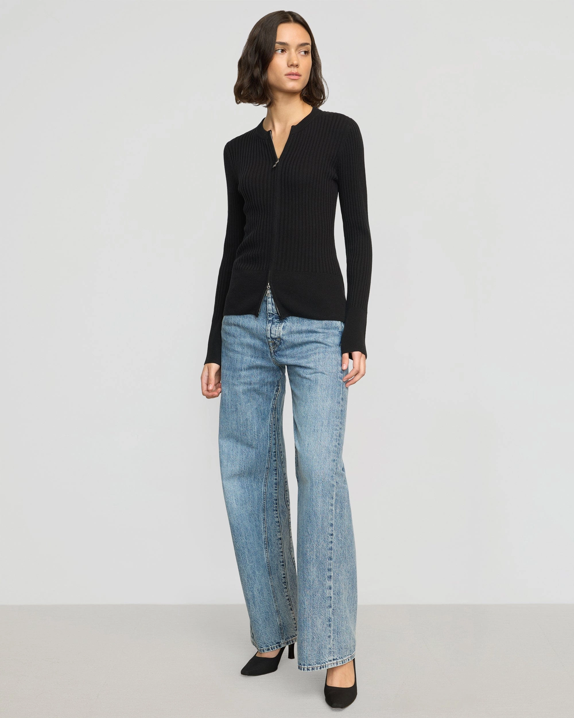 Soft and Cozy Kayla Ribbed Two-Way Zip Sweater