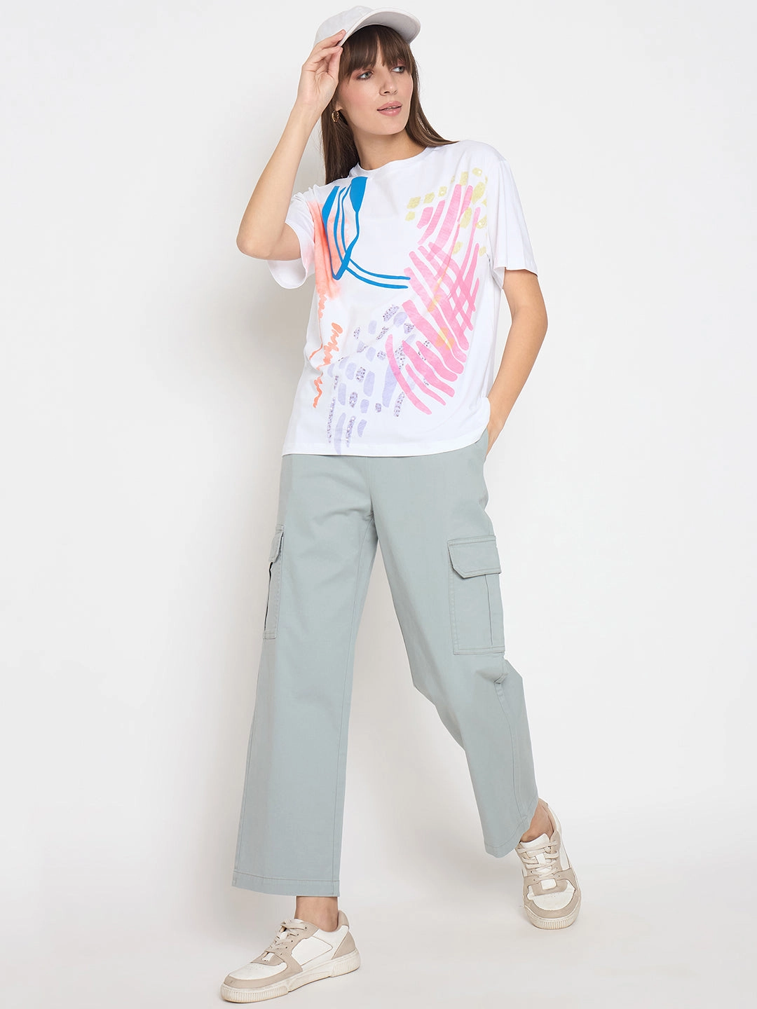 Easy Look AllDay Comfort Madame Handwork Detail with Graphic Print White T-shirt