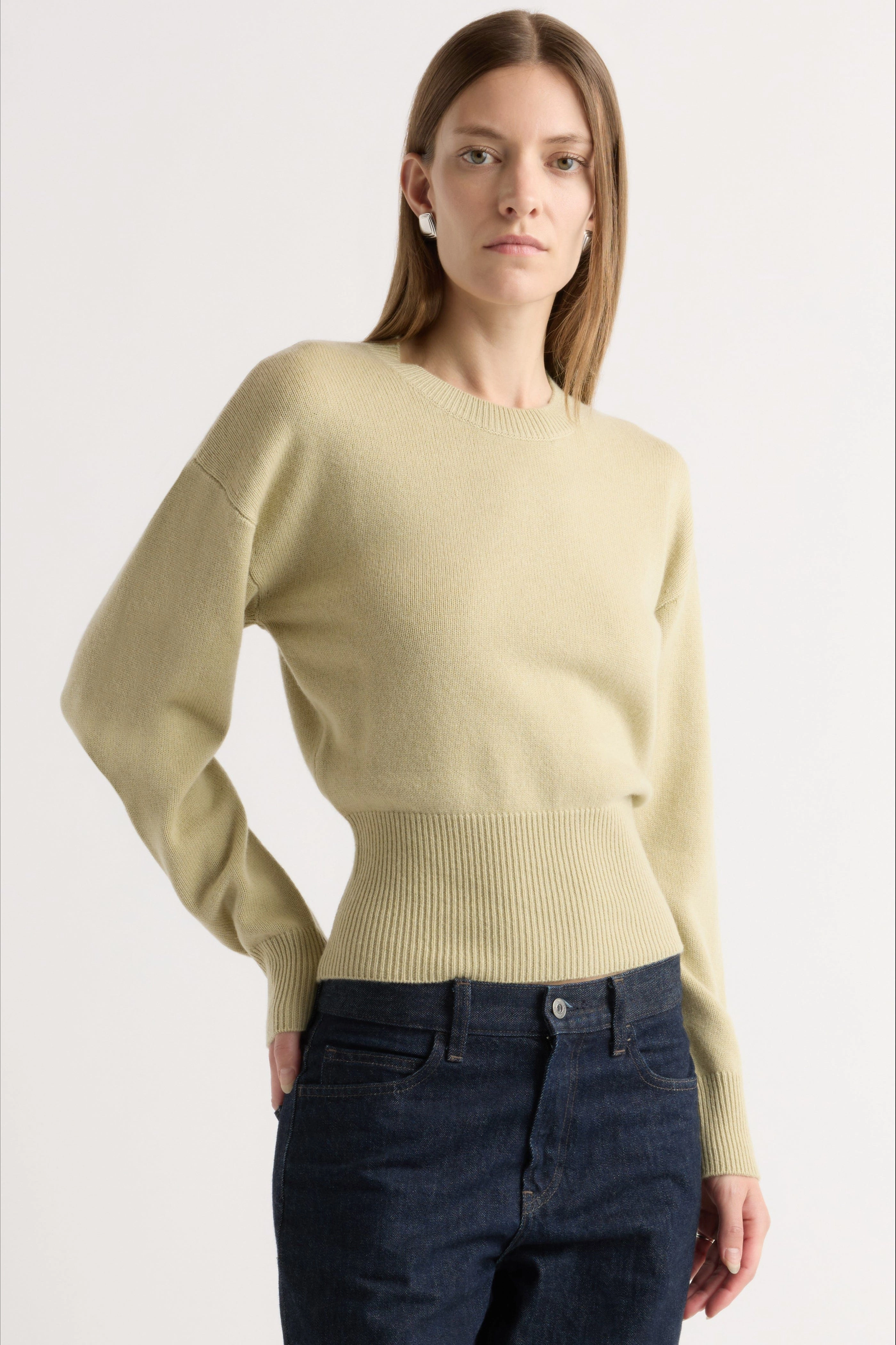 Versatile Look Wrinkle Resistant Knit Marielle Wool-Cashmere Blouson Sweater
