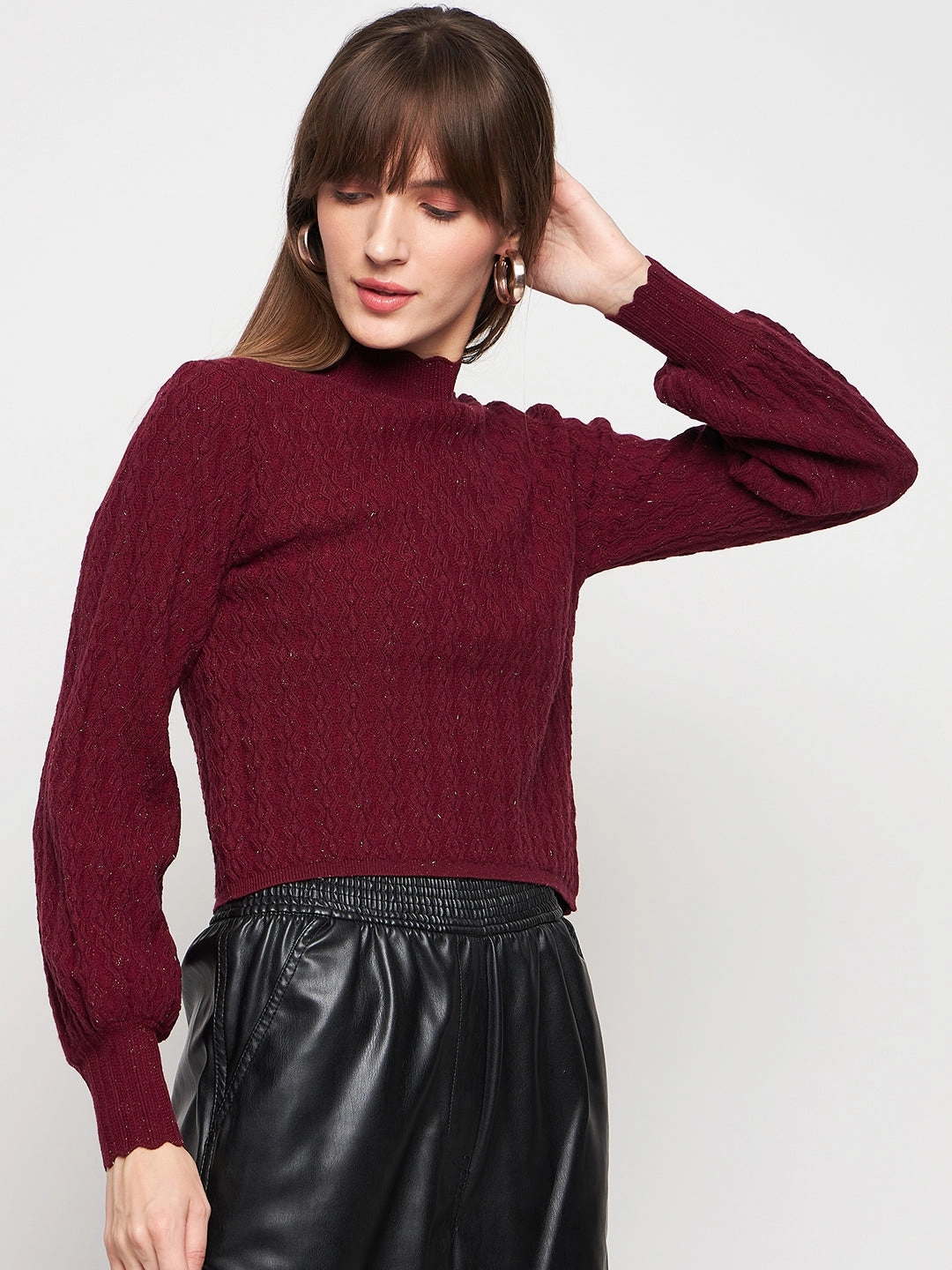 Comfortable knit piece Madame Wine Pull-On Sweater