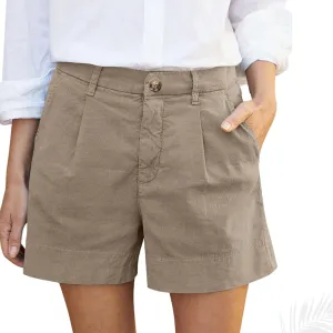 Chino Shorts for Women Casual Summer Linen Shorts, High Waisted Bermuda Short Comfy High Waisted Work Short Pants