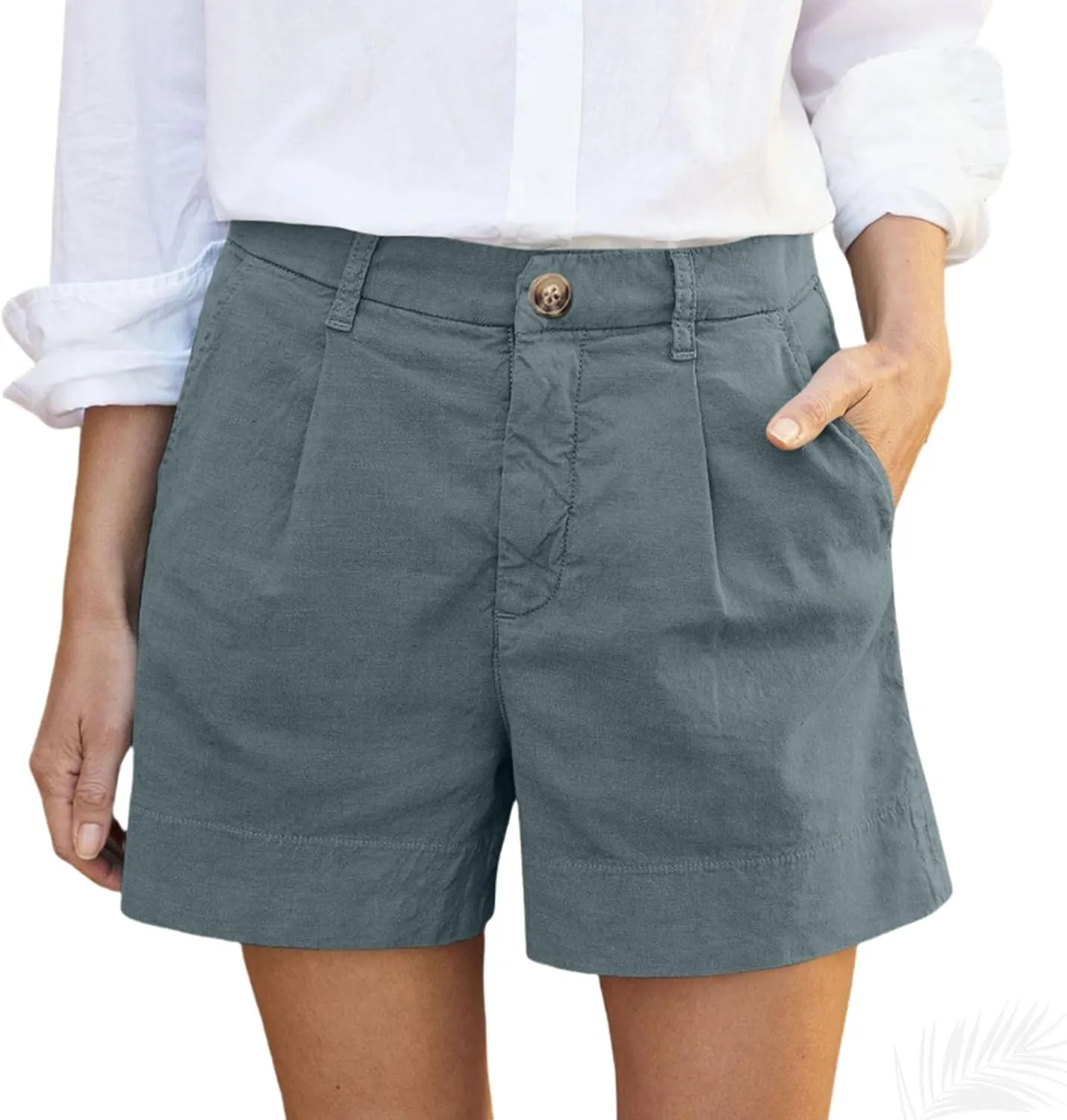 Chino Shorts for Women Casual Summer Linen Shorts, High Waisted Bermuda Short Comfy High Waisted Work Short Pants