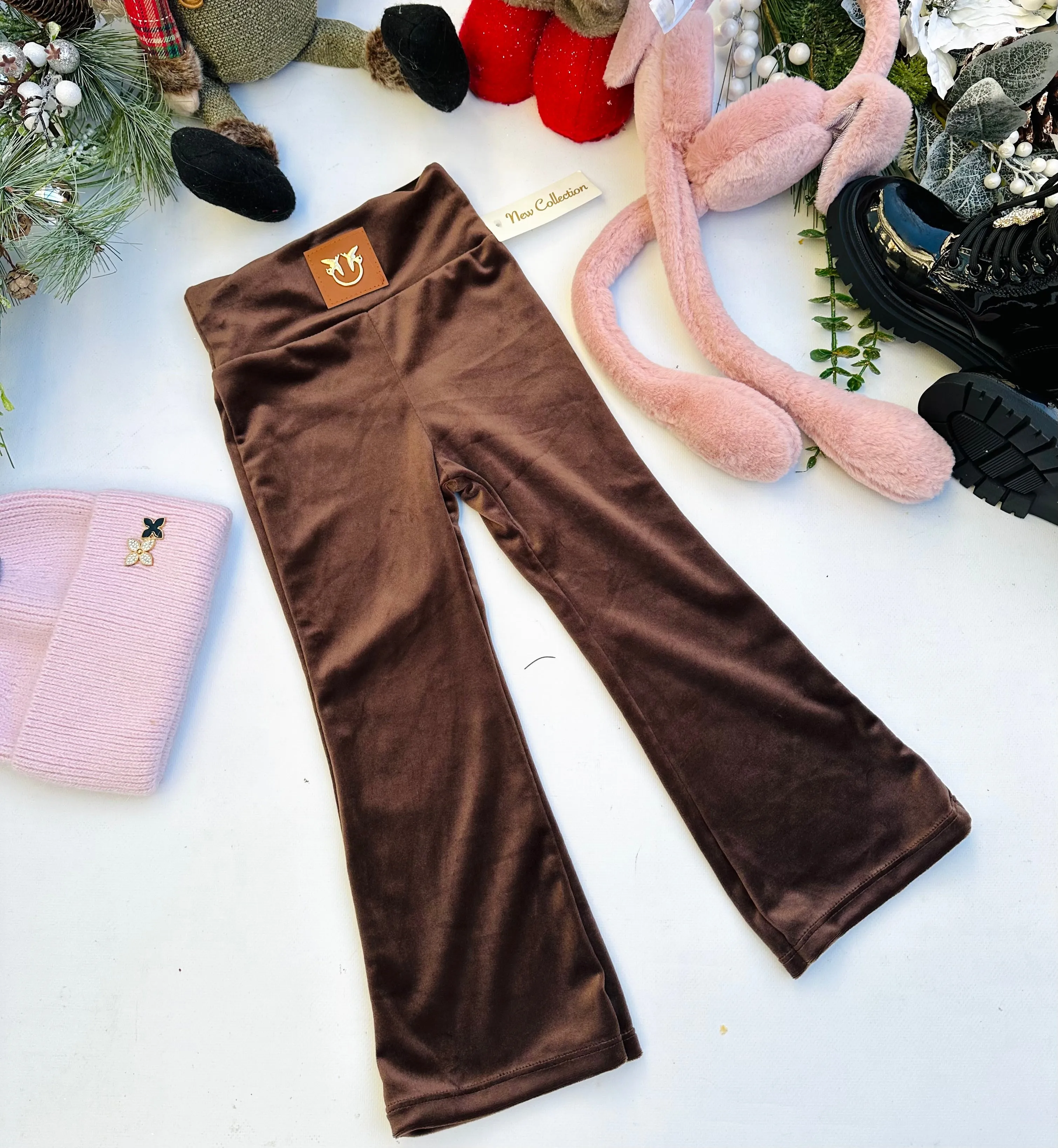 Chocolate velvet flared pants
