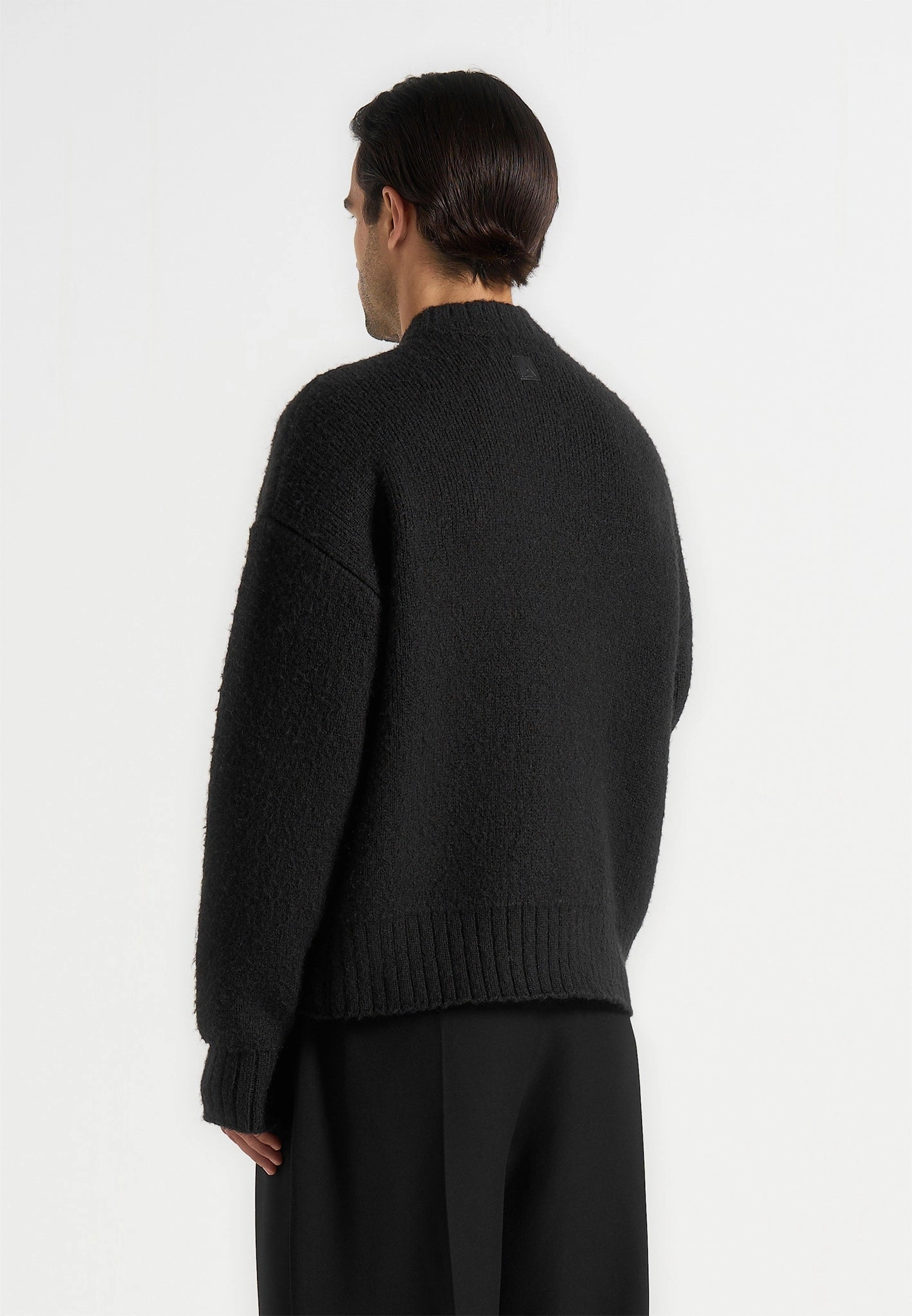 Soft Finish Bamboo Fiber Composition Chris - Brushed Wool Knit Jumper - Black