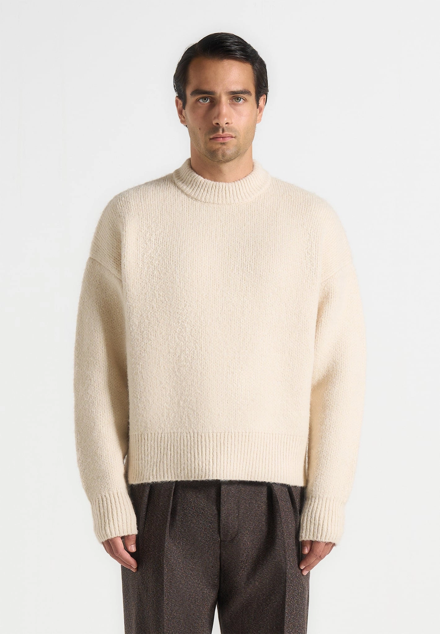 Neutral palette Chris - Brushed Wool Knit Jumper - Cream