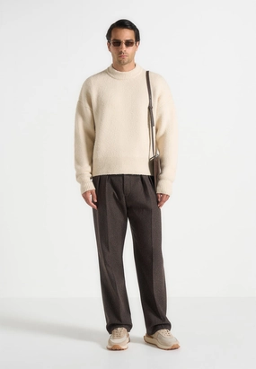 Lightweight Material Chris - Brushed Wool Knit Jumper - Cream