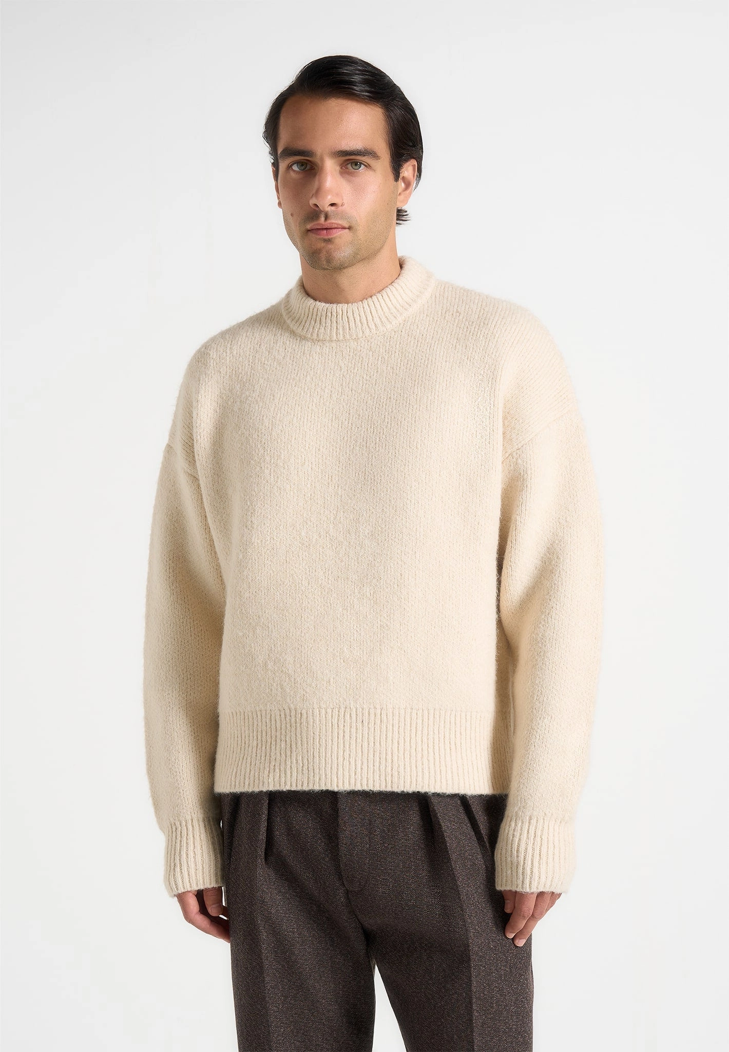 Laidback Mood Calm Tones Chris - Brushed Wool Knit Jumper - Cream