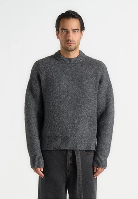 Chris - Brushed Wool Knit Jumper - Grey Relax Daily