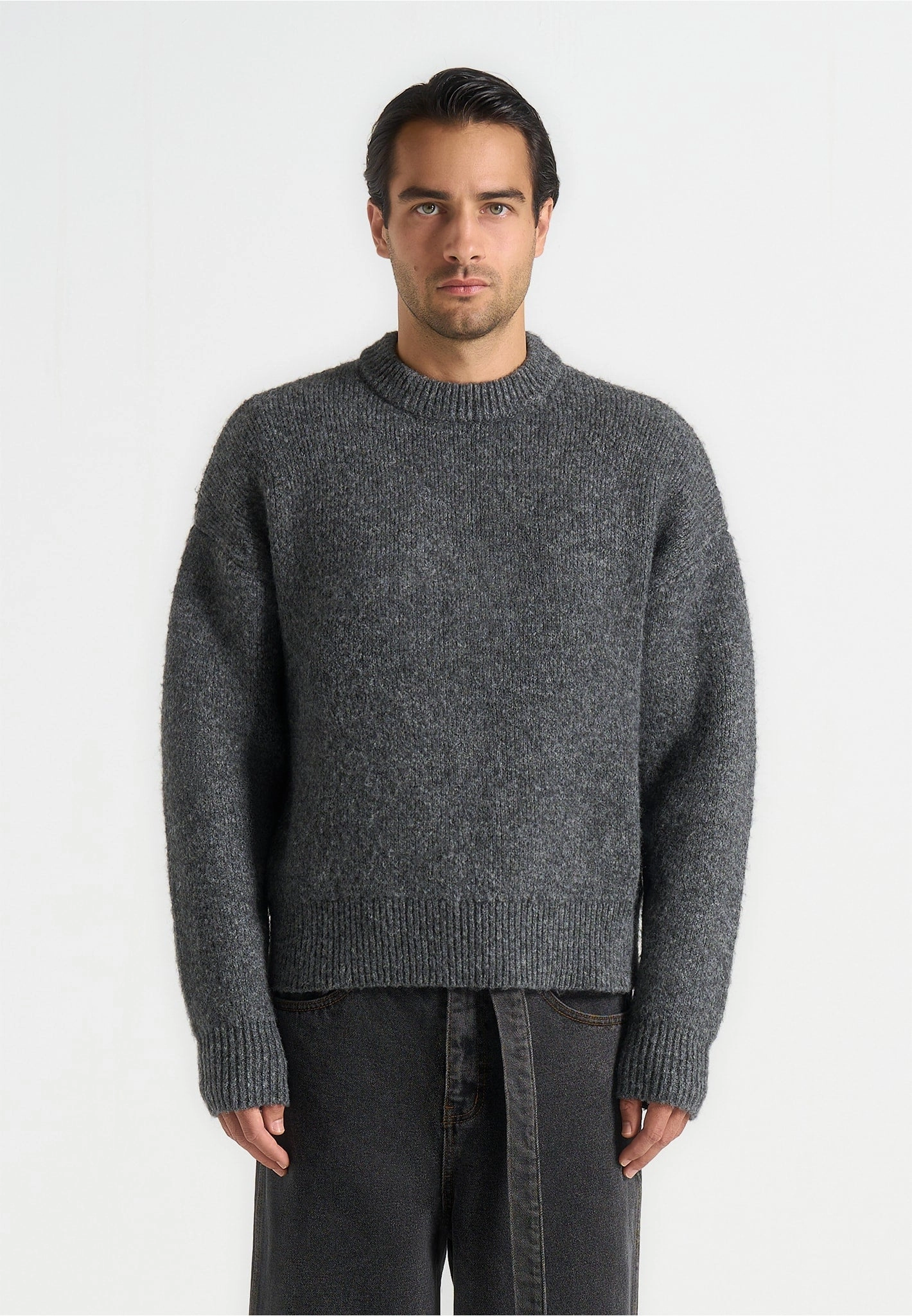 Chris - Brushed Wool Knit Jumper - Grey Relax Daily