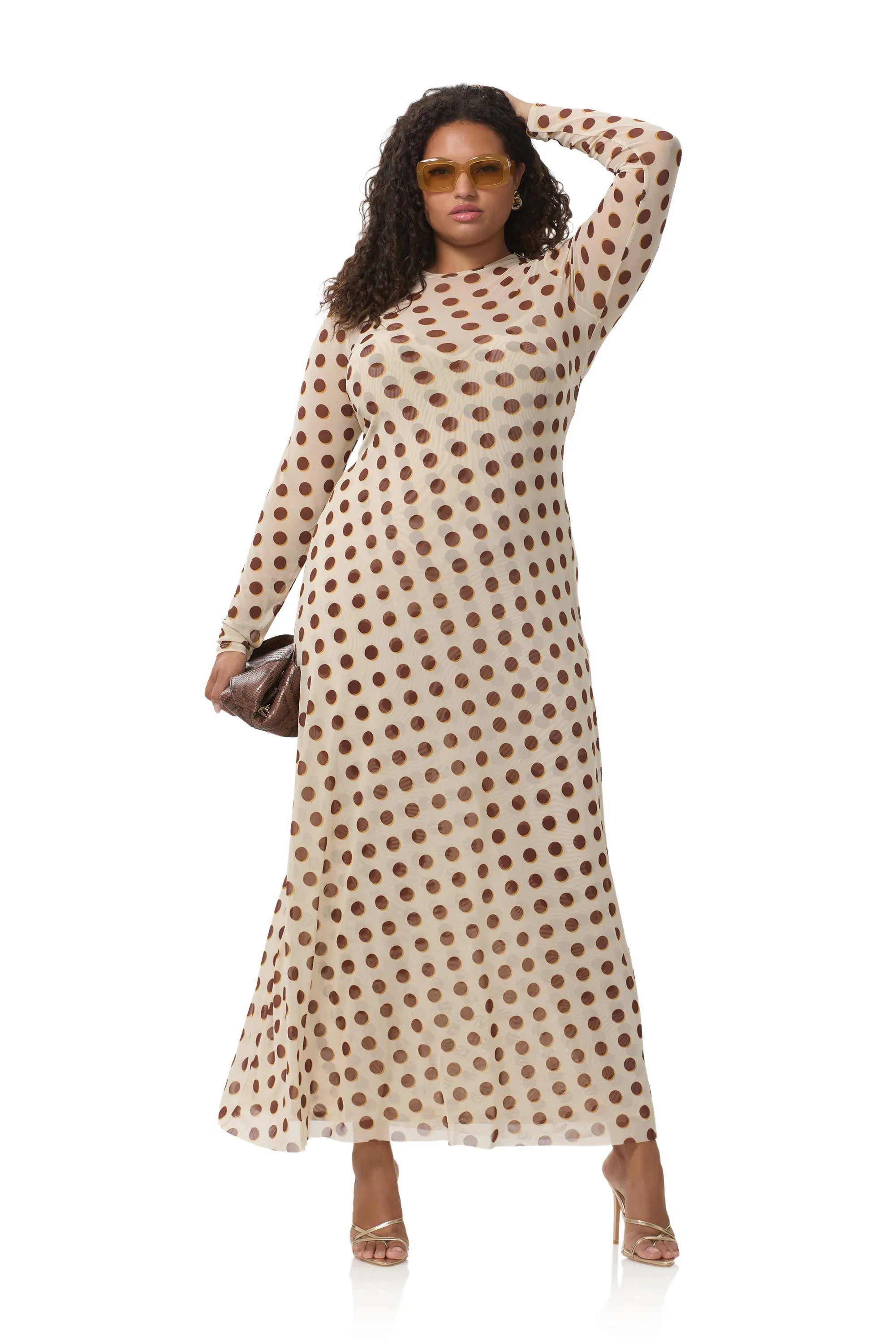 Puff-Sleeve Breeze Flow Paola Dress - Gold Halo Dot