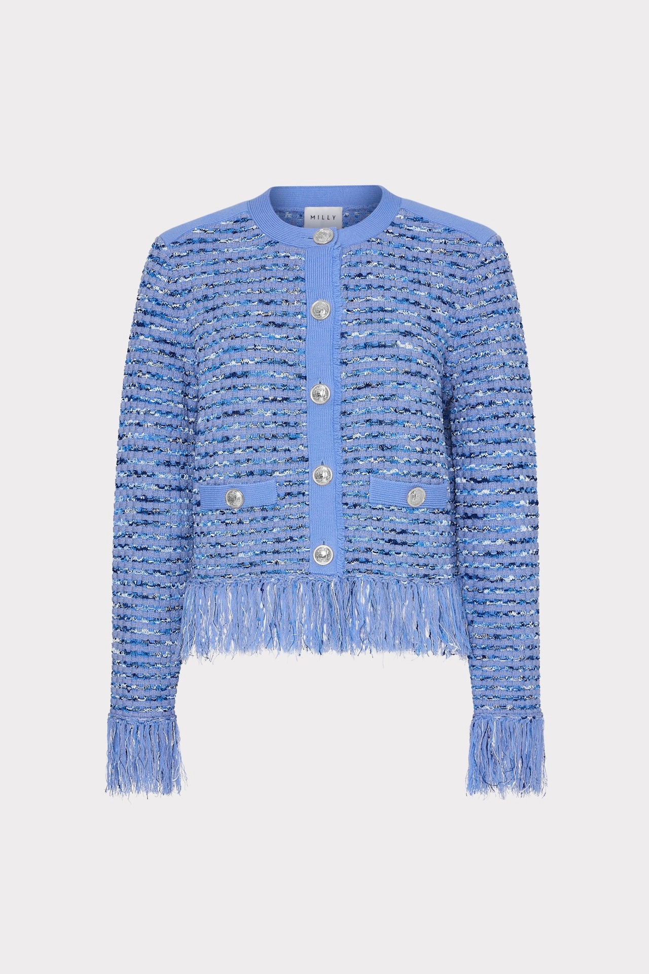 Colorfast Dyed Knit Fringe Trim Cardigan