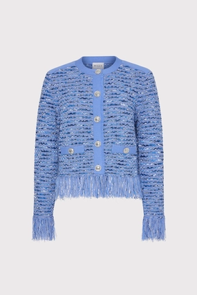 Colorfast Dyed Knit Fringe Trim Cardigan