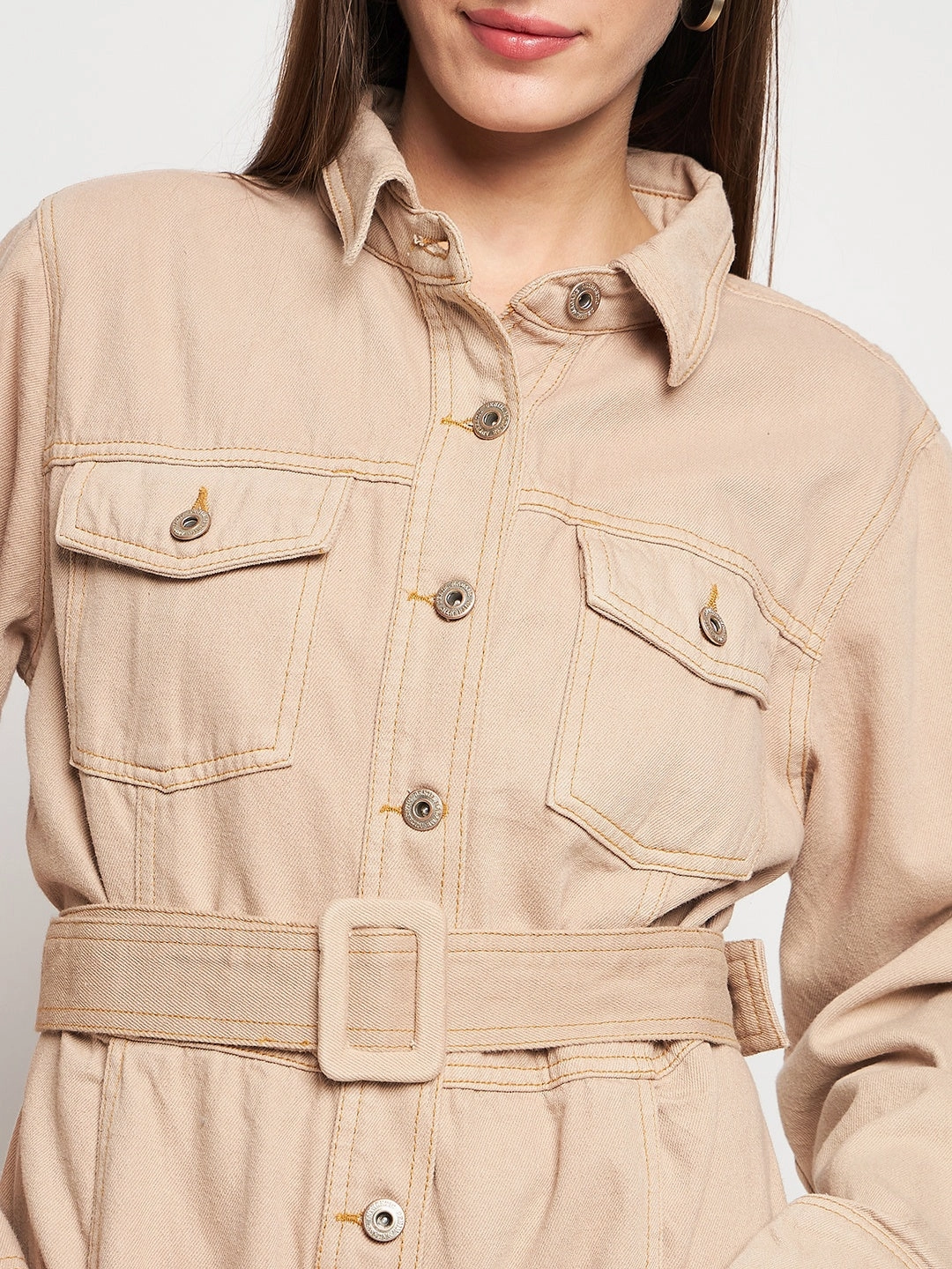 Madame Beige Belted Cargo Jumpsuit Timeless slip dress All Daywear