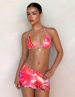 CIANA BIKINI TOP - PINK : FLORAL : PINK TROPICAL Sweat Wicking Interior Layer Active Beach Wear
