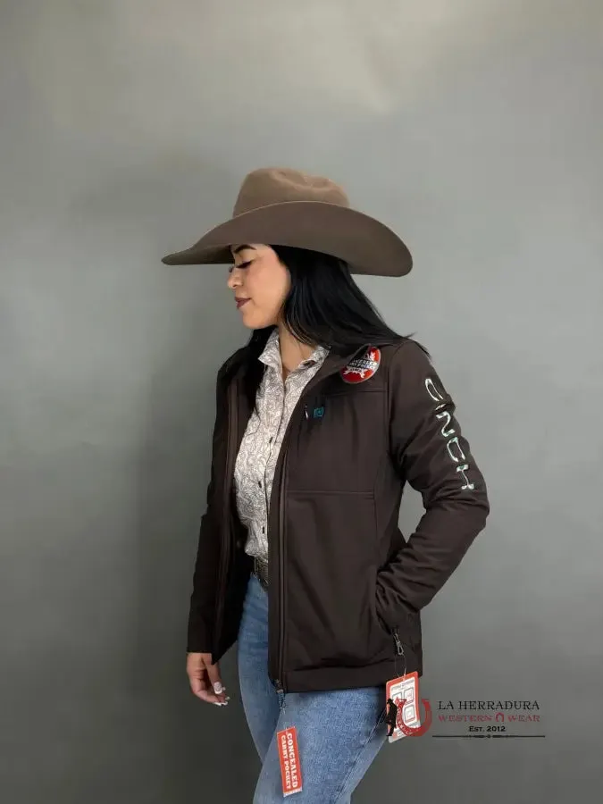 Cinch Womens Brown / Turquise Team Logo Softshell Jacket