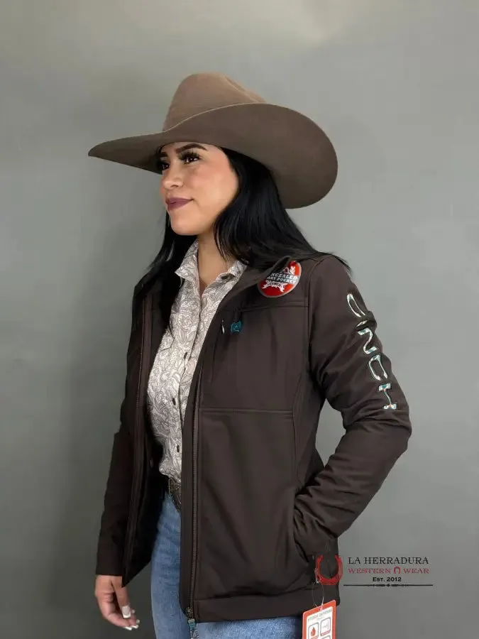 Cinch Womens Brown / Turquise Team Logo Softshell Jacket