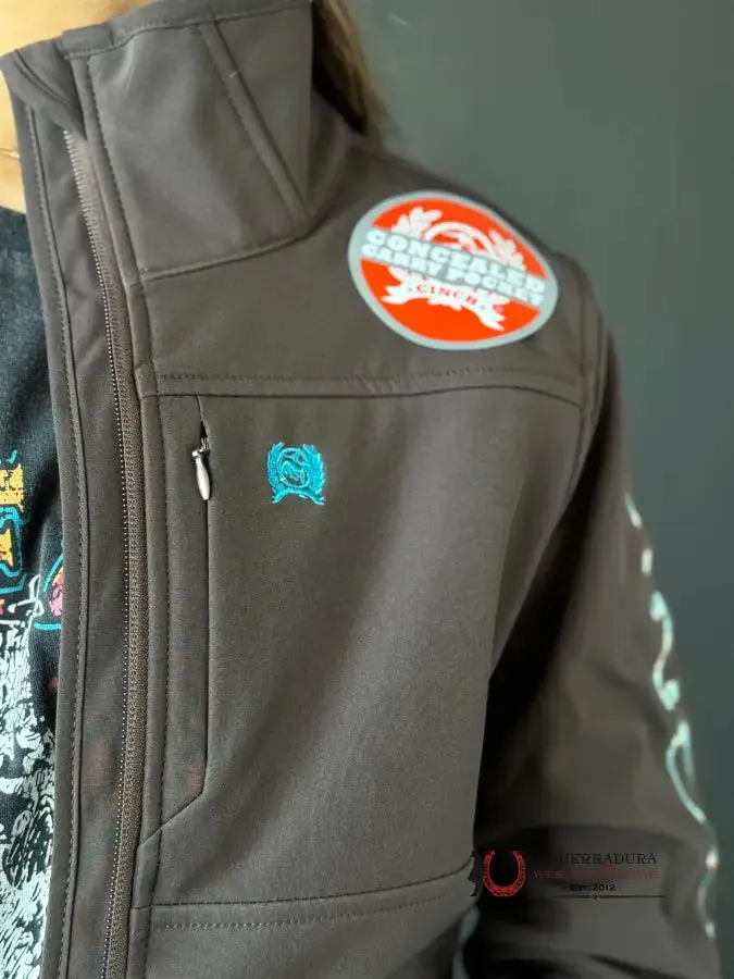 Cinch Womens Brown / Turquise Team Logo Softshell Jacket