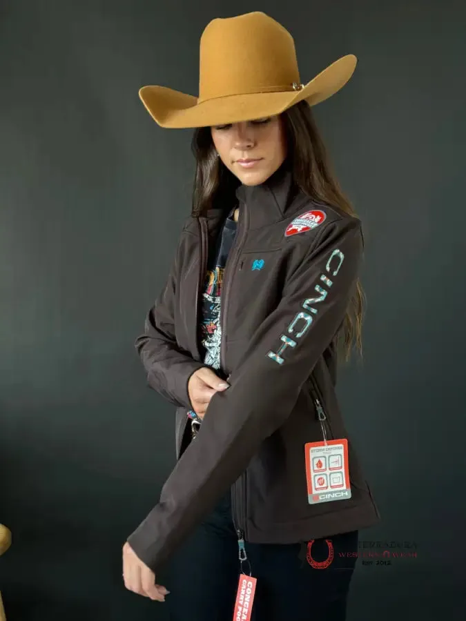 Cinch Womens Brown / Turquise Team Logo Softshell Jacket