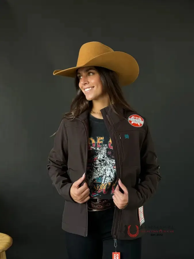 Cinch Womens Brown / Turquise Team Logo Softshell Jacket