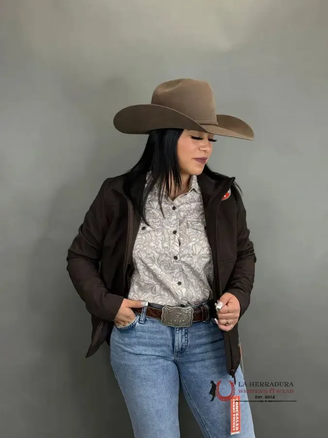 Cinch Womens Brown / Turquise Team Logo Softshell Jacket