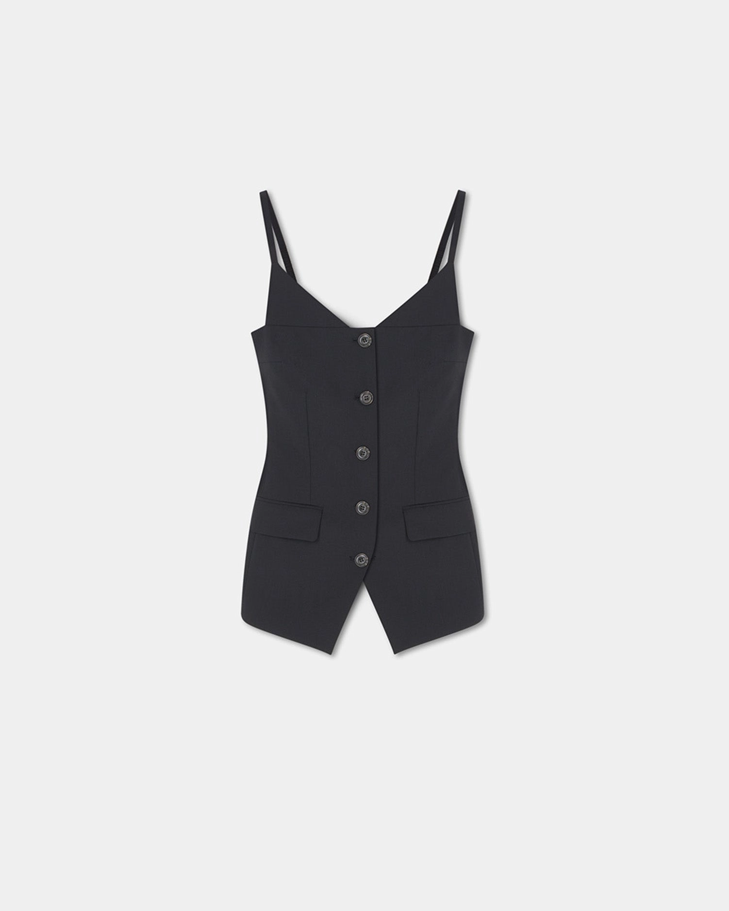 Everyday Comfort Fit NonRestrictive Armholes Cinda - Open-Back Tailored Top - Black