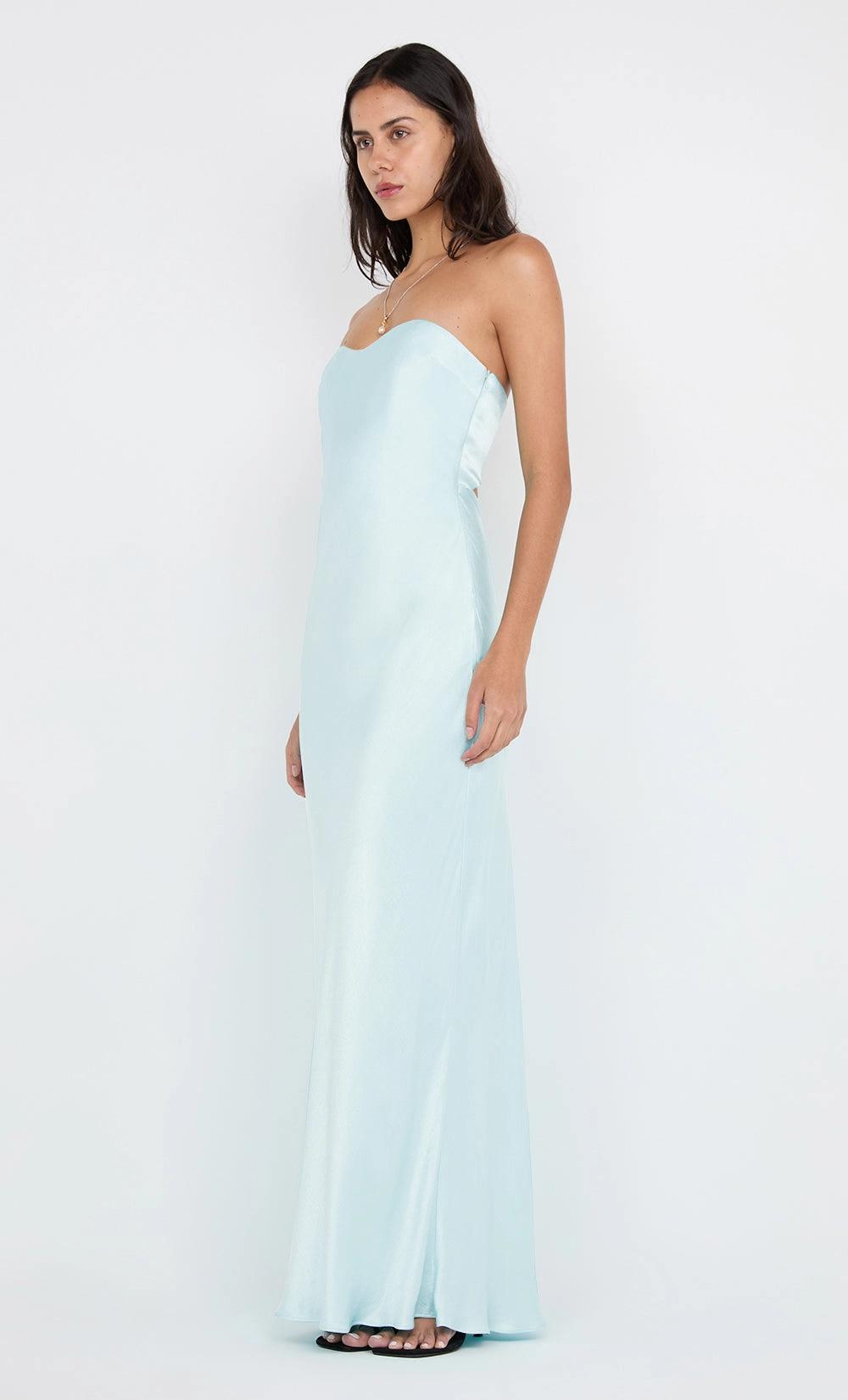 CINDER STRAPLESS MAXI DRESS - ARCTIC BLUE Contrast-Piping Form Fit