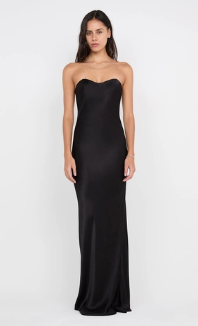 Cool Drape Chill Detail CINDER STRAPLESS MAXI DRESS - BLACK