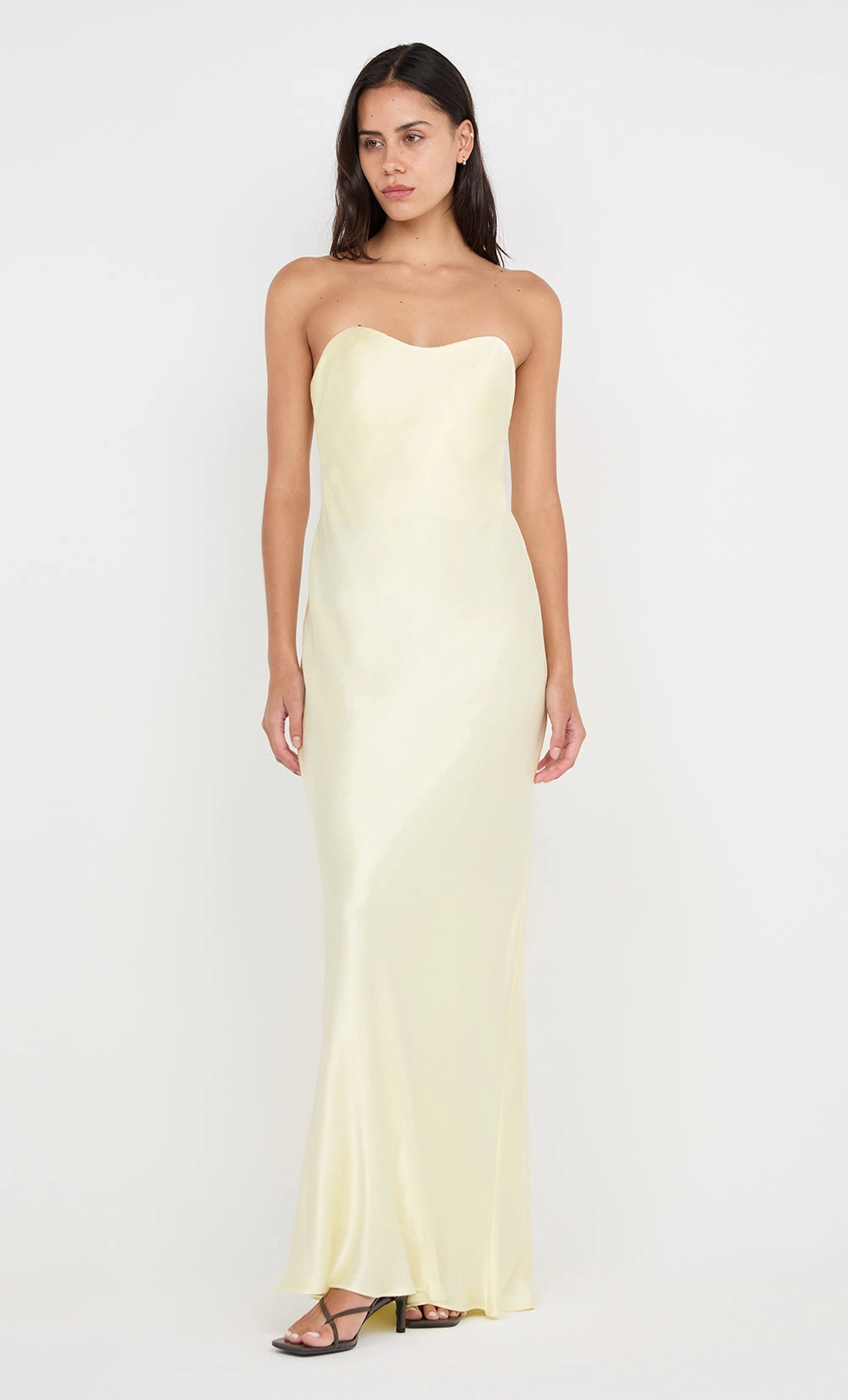 CINDER STRAPLESS MAXI DRESS - ICE YELLOW Soft Movement Simple Touch