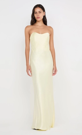 CINDER STRAPLESS MAXI DRESS - ICE YELLOW Feminine Design