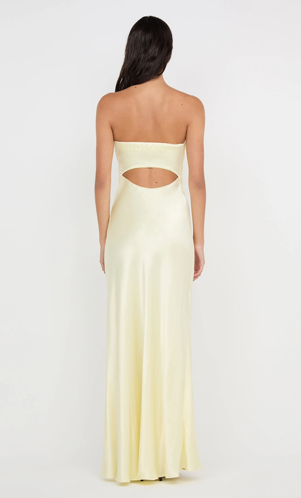 Minimalist fit-and-flare CINDER STRAPLESS MAXI DRESS - ICE YELLOW