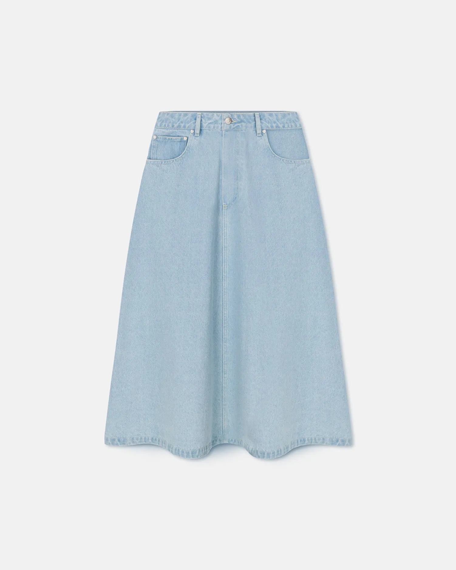 Versatile Winter Warmth Cintia - Denim Midi Skirt - Eco Bleach