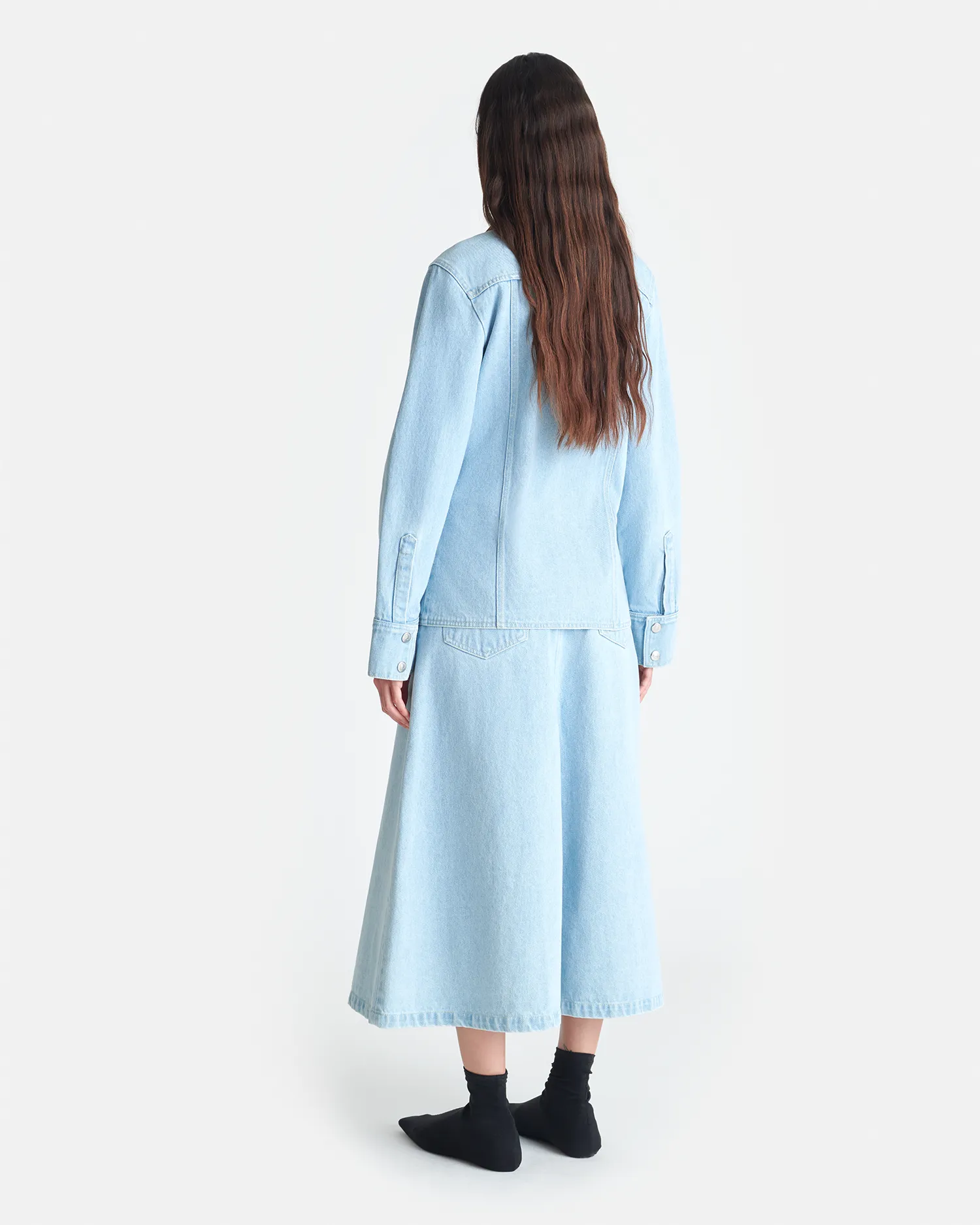 Softened Lining Festival Outfit Comfy Cintia - Denim Midi Skirt - Eco Bleach