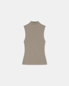 Tear Resistant Ethically Sourced Material Annyka - Mesh Jersey Sleeveless Top - Fog