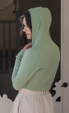 QuickDry Weave Cropped Hoodie In Mint Green